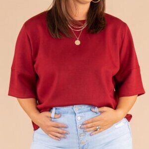 The Willow Tree LUX Collection Crimson Crew Neck Top